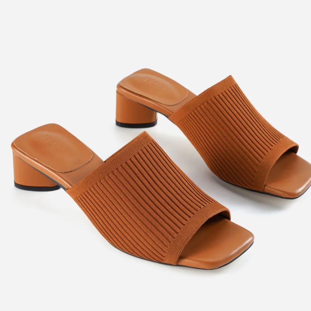 TIJN Katrin Brown Modern Square Toe Mules